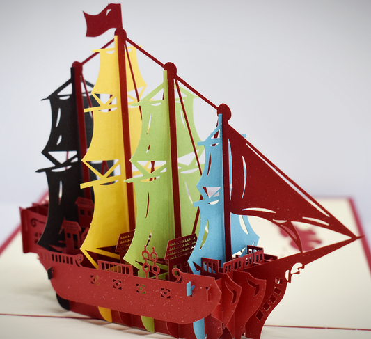 3D Pop-Up Card • Ship With Colourful Sails - Defence Down Under