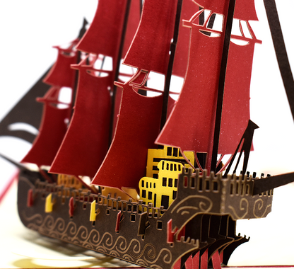 3D Pop-Up Card • Ship With Red Sails - Defence Down Under