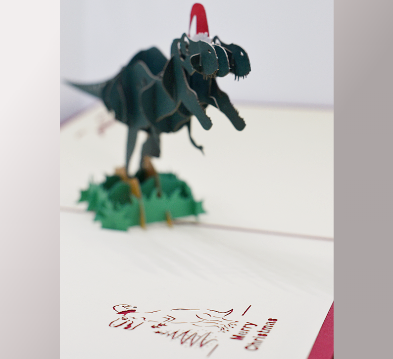 3D Pop-Up Card • Christmas T-Rex - Defence Down Under